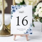 Bohemian Dusty Blue Floral Wedding Table Number Kaart
