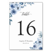 Bohemian Dusty Blue Floral Wedding Table Number Kaart (Voorkant)