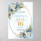 Bohemian Dusty Blue Greenery Welcome Poster (Voorkant)