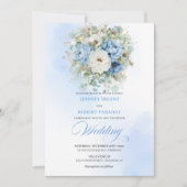 Bohemian Dusty Blue Peony Eucalyptus Wedding Invit Kaart (Voorkant)