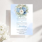 Bohemian Dusty Blue Peony Eucalyptus Wedding Invit Kaart