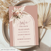 Bohemian Dusty Pink Floral Arch Save the Date Card Kaart