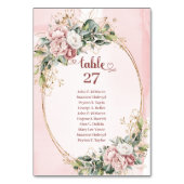 Bohemian Dusty Pink Floral Greenery Table Number Kaart (Achterkant)