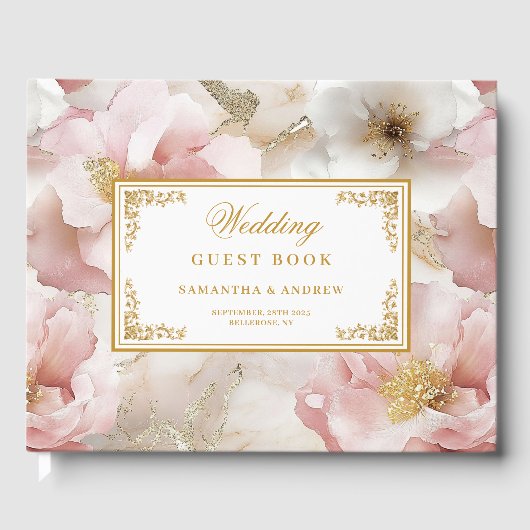 Bohemian Dusty Pink Gold Waterverf Gastboek Gastenboek (Voorkant)