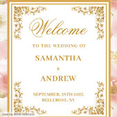 Bohemian Dusty Pink Gold Wedding Achtergrond Wandkleed