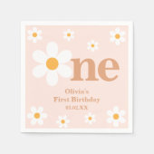 Bohemian Dusty Pink One Daisy 1e Verjaardag Servet (Voorkant)