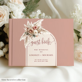 Bohemian Dusty Pink Pampas Arch Rozen Trouwboek Gastenboek