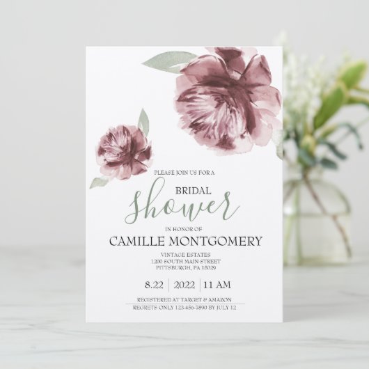 Bohemian Dusty Roos Bridal Shower Kaart (Staand voorkant)