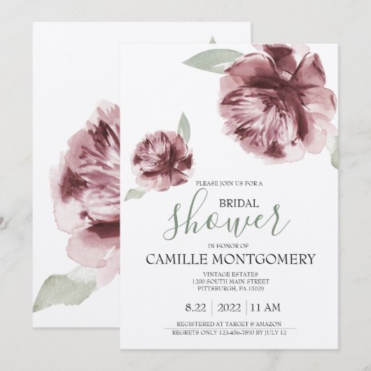 Bohemian Dusty Roos Bridal Shower Kaart (Voorkant / Achterkant)