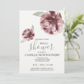 Bohemian Dusty Roos Bridal Shower Kaart