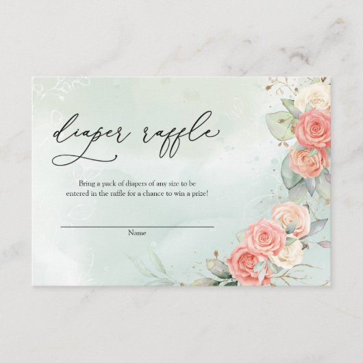 Bohemian Dusty Roos Greenery Krans Diper Raffle Informatiekaartje (Voorkant)