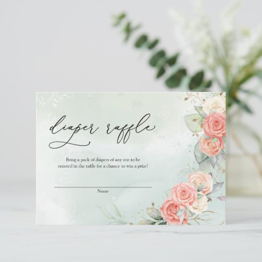 Bohemian Dusty Roos Greenery Krans Diper Raffle Informatiekaartje (Staand voorkant)