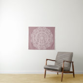 Bohemian Dusty Roos Pink White Mandala Wandkleed (In Situ (horizontaal))