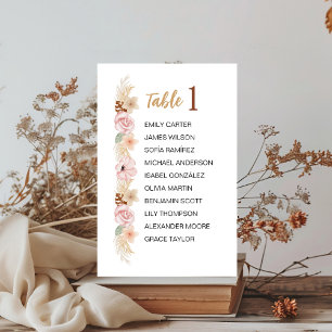 Bohemian Earth Tone Floral Gasten Trouwtafel Reclamebord Met Voetstuk