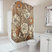 Bohemian Earth Tone Floral Pattern Shower Curtain Douchegordijn (In situ)