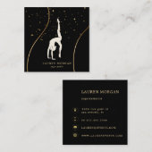 Bohemian Earth Tones Gold Yoga Studio Vierkante Visitekaartje (Voorkant / Achterkant)