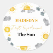 Bohemian eerste reis rond de zon 1e verjaardag ronde sticker (Voorkant)