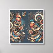 Bohemian Elegance Vogels in Harmony Canvas Art Wal (Voorkant)