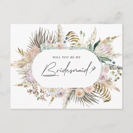 Bohemian Elegant Bloemen Bruidsmeisje Uitnodiging  (Voorkant)