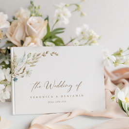 Bohemian Elegant Dried Meadow Grass Guest Book Gastenboek