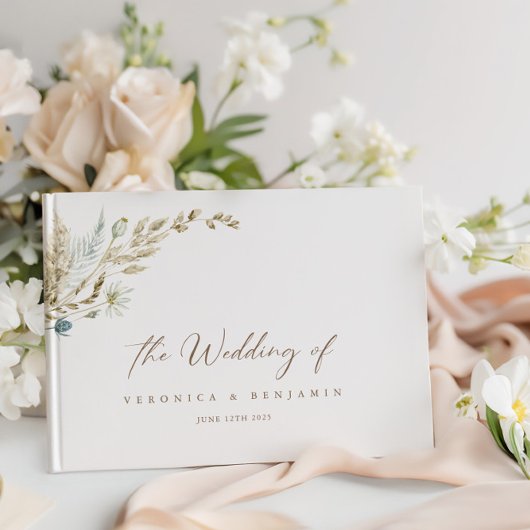 Bohemian Elegant Dried Meadow Grass Guest Book Gastenboek