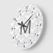 Bohemian Elegant Grey & White Chevrons Grote Klok (Hoek)