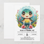 Bohemian Elegant Turtle Meisje Verjaardag Kaart (Voorkant / Achterkant)