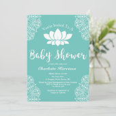 Bohemian Elegant White Lotus Mandalas Baby shower Kaart (Staand voorkant)