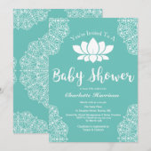 Bohemian Elegant White Lotus Mandalas Baby shower Kaart (Voorkant / Achterkant)
