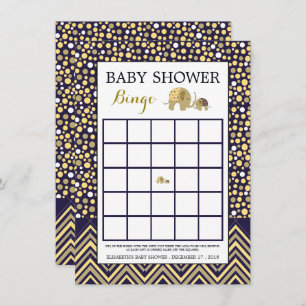 Bohemian Elephant and Chevron Baby shower Bingo Kaart