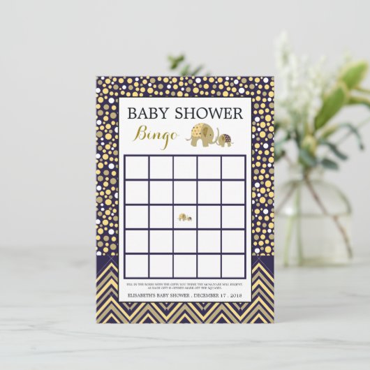 Bohemian Elephant and Chevron Baby shower Bingo Kaart (Staand voorkant)