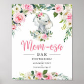 Bohemian Elephant Blush Floral mam-osa Bar Sign Poster (Voorkant)