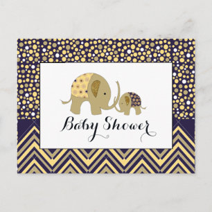 Bohemian Elephant & Chevron Baby shower Invitation Uitnodiging Briefkaart