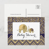 Bohemian Elephant & Chevron Baby shower Invitation Uitnodiging Briefkaart (Voorkant / Achterkant)