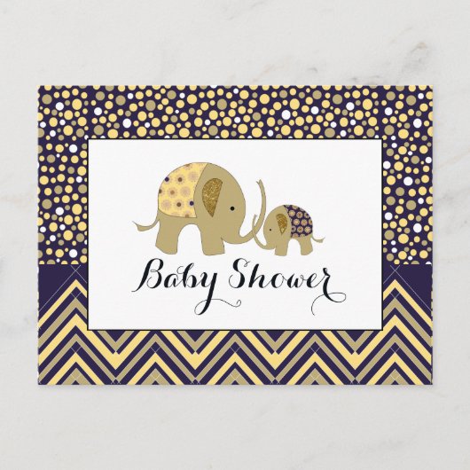 Bohemian Elephant & Chevron Baby shower Invitation Uitnodiging Briefkaart (Voorkant)