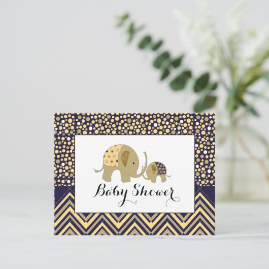 Bohemian Elephant & Chevron Baby shower Invitation Uitnodiging Briefkaart (Staand voorkant)