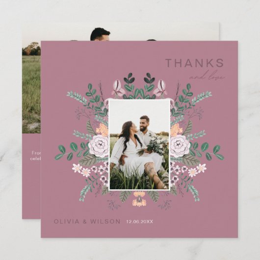 Bohemian Eucalyptus greenery Chic Floral bedankt Kaart (Voorkant / Achterkant)