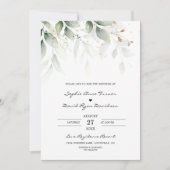 Bohemian Eucalyptus Greenery Gold Wedding Kaart (Voorkant)