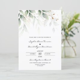 Bohemian Eucalyptus Greenery Gold Wedding Kaart