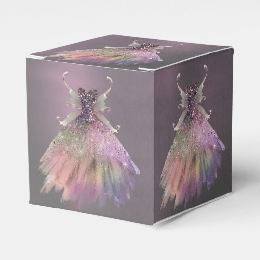 Bohemian Fairy Ball Gown | Gedempte Ombre-wijnglan Bedankdoosjes (Voorkant Zijde)