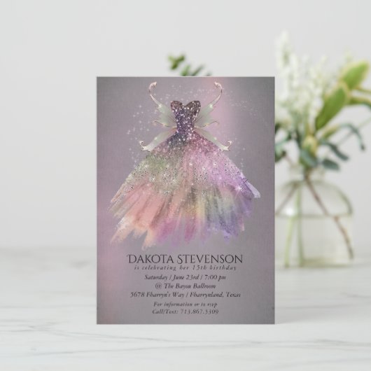 Bohemian Fairy Ball Gown | Gedempte Ombre-wijnglan Kaart (Staand voorkant)