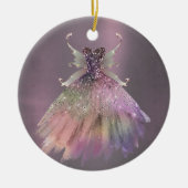 Bohemian Fairy Ball Gown | Gedempte Ombre-wijnglan Keramisch Ornament (Voorkant)