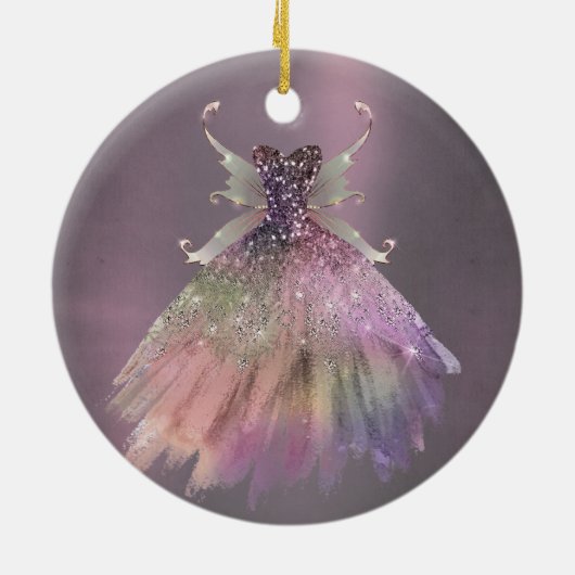 Bohemian Fairy Ball Gown | Gedempte Ombre-wijnglan Keramisch Ornament (Achterkant)