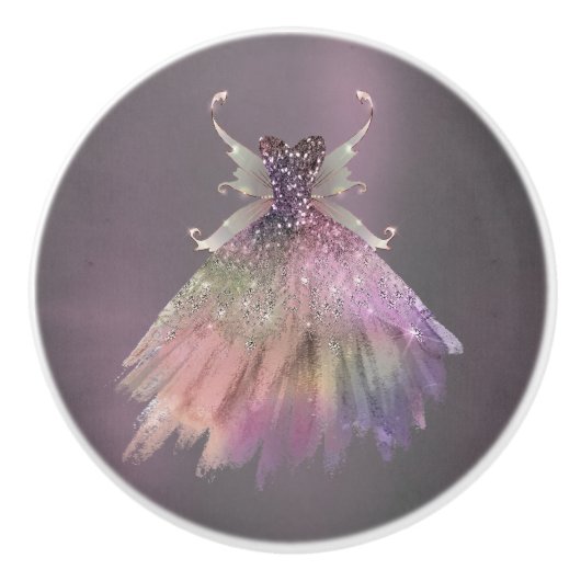 Bohemian Fairy Ball Gown | Gedempte Ombre-wijnglan Keramische Knop (Voorkant)