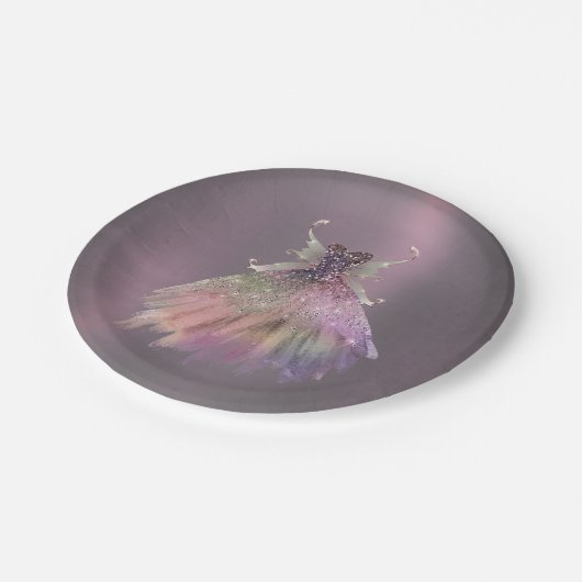 Bohemian Fairy Ball Gown | Gedempte Ombre-wijnglan Papieren Bordje (Gekanteld)