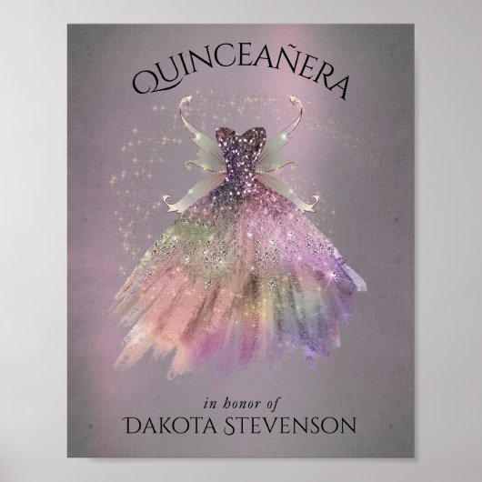 Bohemian Fairy Ball Gown | Gedempte Ombre-wijnglan Poster (Voorkant)