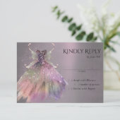 Bohemian Fairy Ball Gown | Gedempte Ombre-wijnglan RSVP Kaartje (Staand voorkant)