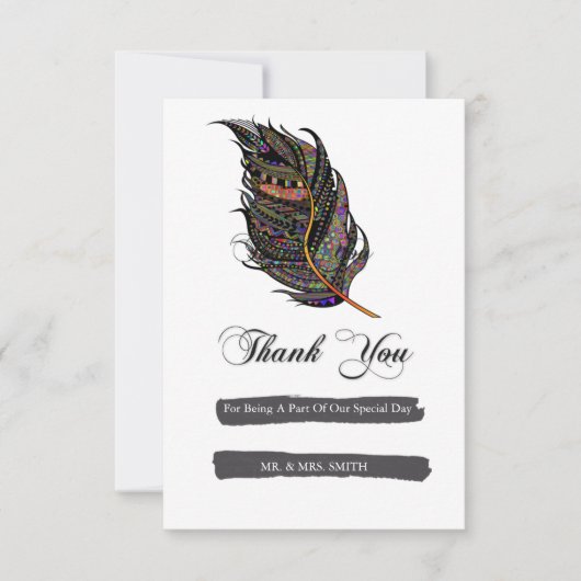 Bohemian Feather Bedankkaart (Voorkant)