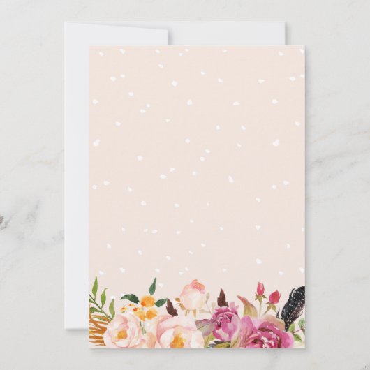 Bohemian Feather Boho Floral Wreate Vrijgezellenfe Kaart (Achterkant)