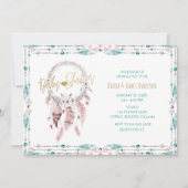 Bohemian Feather Dream Catcher Blauwgroen Baby sho Kaart (Voorkant)
